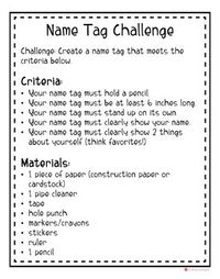 Name Tag Stem Challenge- Back to School by For The Love of Teachers Shop
