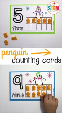 Penguin Counting Cards! I LOVE this counting activity. It's such a perfect math center for pre-k or kindergarten. #prekmath #kindergartenmath #mathforkids #teachingmath