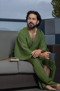 Calf-length robe for men! Premium quality robe with pockets.
They are ideal for any body size or shape. It is not transparent. The side lines are opened for comfort. If you DO NOT want the side slit - check out the "No slit" Option.