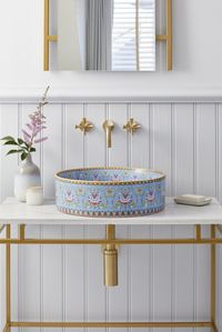 Launched earlier this year, the Marnie basin has quickly become one of London Basin Company’s most popular designs. As vibrant and vivacious as the original, they have now launched the ‘Blue Marnie’. Inspired by India’s kaleidoscope of colours the basin features the same intricate floral pattern of pinks, blues and greens, but set against a beautiful azure background rather than bright yellow.