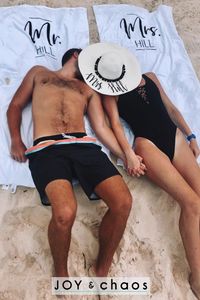 Honeymoons deserve to be special, and these personalized towels that show off your new Mr and Mrs title are a great addition!