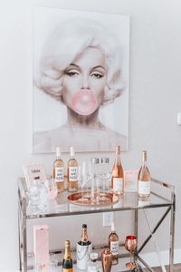 Chic Rosé Bart Cart | Marilyn Monroe Bubble Gum | Bar Cart Styling | Cabana Service | Home Decor | Rosé & White Cart Cart | Blondie in the City by Hayley Larue