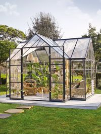 Discover a greenhouse and outdoor sunroom in one! Generous 101 sq ft of floor space. Vaulted ceilings offer plenty of room for vertical growing