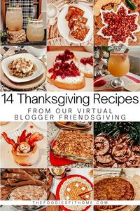 14 appetizer, drink, side dish and dessert ideas from different bloggers. Which one will you try this year? #thanksgiving #thanksgivingmeal #dinneridea #thanksgivingfood #thanksgivingdrink #holidaycocktail #thanksgivingbreakfast #thanksgivingleftovers #leftoverturkey #turkeywaffles #turkeycupcakes #ricekrispiespie #cheesypotatoes #cranberrydip #applecinnamon #applemargarita #pecanpie #homemade #easyrecipe #goatcheese #applespirals #applecinnamonmargaritas #thanksgivingdrink #thanksgivingapp