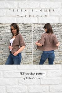 This cardigan is the perfect summer project for you! It's lightweight, and elegant, wear it over dresses, shorts or skirts. The construction is very simple but unique, only two panels worked with minimal sewing. Great for beginners as the pattern uses basic stitches: half double crochet, double crochet, front post/back post double crochet. * Sizes (XS-XXL) are written in separate sections. ** DK weight (3) yarn used and 5 mm (H) crochet hook.