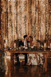 Sparkling backdrop in reception at Paseo Wedding venue in Arizona desert. Photo by Erika Greene Photography.