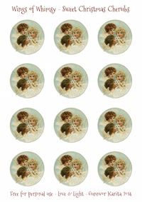 Wings of Whimsy: Sweet Christmas Cherubs - 2 inch printable collage sheet #vintage #freebie # #printable #postcard #cherub #angel