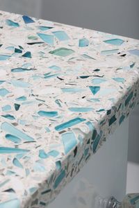 sea glass-inspired recycled glass countertop by Vetrazzo