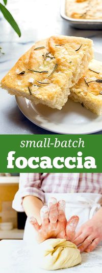Homemade rosemary and sea salt focaccia bread. Small batch bread recipe. Yeast bread recipe from scratch. Small batch focaccia for two people.