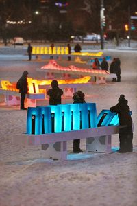 The domino effect Interactive Installation Brightening Up Place des Festivals This Winter |