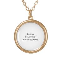 Create your own custom, personalized, UV resistant and waterproof, gold finish metal round charm photo necklace.