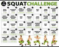 30-Day Squat Challenge: One Month to a Better Butt If it's the year of the booty (thanks, Iggy and J.Lo), summer is its climax. That's why, for the month of July, we've put together the ultimate 30-day squat challenge, featuring 12 squats that tighten and tone. Master a different squat or increase your reps each day, and we'll have you covered where your teeny bikini doesn't.