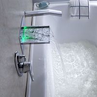 LED Waterfall Tub Faucet with Pull-out Hand Shower (Wall Mount)