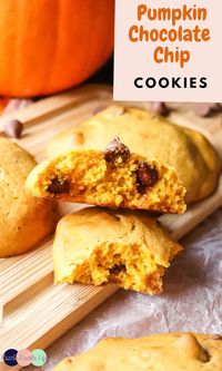 These are seriously the BEST pumpkin chocolate chip cookies anyone has ever had! Pumpkin chocolate chip cookies that are so soft and fluffy, with amazing hints of pumpkin and chocolate goodness. | Razzle Dazzle Life #fall #baking #cookies #pumpkin #pumpkinspice #chocolatechipcookies