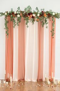 6.5ft Flower Garland with Hanging Rose Leaves for Ceremony Backdrop - Sunset Terracotta