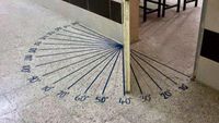 Protractor on classroom floor. https://www.facebook.com/WeAreTeachers