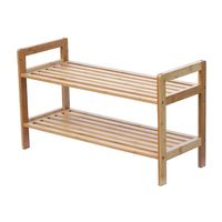 Keep your shoes organized with the modern and elegantly designed Ocean star 2-Tier Bamboo Shoe Rack. The open slat on each tier allows air passage between the shoes to minimize odor from shoes. The shoe