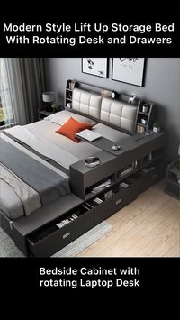 The storage bed collection combines the latest design with the most popular material(MDF) to create a fashion icon in your bedroom. Top quality materials are used to create this masterpiece. Accompanied by generous storage space, this bed creates a spectacular look in your bedroom which will be the envy of many.