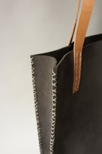 Hand stitched grey leather tote by Stitch and Tickle