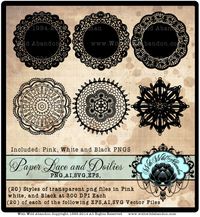 Doily and Paper Lace Silhouettes Lace Vectors by withwildabandon