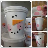 make snowman cups for treat bags