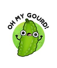 Oh My Gourd Funny Veggie Pun features a cute surprised gourd. Perfect pun gift for family and friends who love cute veggie gourd puns.