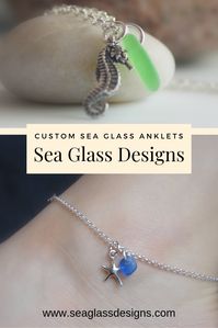 Sea glass anklets to accompany you on all of your summer adventures- custom sea glass ankle bracelets by Sea Glass Designs. #seaglassjewelry #seaglass #beachglass #seaglassjewellery