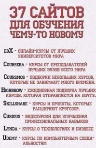 37 сайтов для обучения чему-то новому. Крайне полезная подборка.