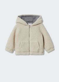 Shearling-effect hooded coat - Girls | Mango Kids USA