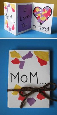 Love this pieced Mother's Day card for kids to make their mom this spring! Mothers or grandmothers will love it to pieces!