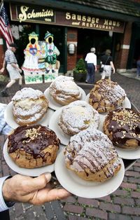 Cream puffs at Schmidt’s Sausage Haus in Columbus, Ohio! Hey!!! I live here!! Yay for the best creme puffs!!