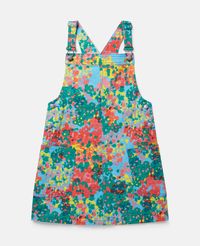 Painted Floral Print Dungaree Dress-Multicoloured-large