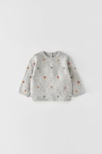 KNIT SWEATER WITH EMBROIDERED BALLS - Gray marl | ZARA United States