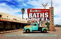 1953 Chevrolet 3500 Truck is sitting pretty at the famous Buckhorn Baths in Mesa Arizona. New suspension, wheels and tires by Superstition Specialty Cars and she is ready to roll.