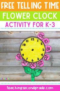 This 13 page Telling Time FREEBIE includes templates to create this cute flower craft clock. What a wonderful way for your kindergarten, first, second, or third grade elementary students to get hands-on practice telling time with an analog clock. Can be used in small groups, math centers, independent practice or guided math time! Perfect for kindergarten, first, second, or third grade students.