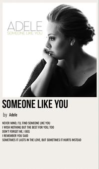 minimal poster of the song someone like you by adele