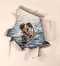 My New Drawing. Colored Pencils and Drawing Pencils on Paper. "RIPPED"