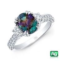 Alexandrite, Diamond and Platinum Ring