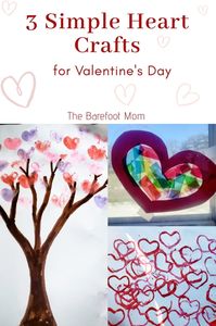 Instructions for 3 simple heart crafts to try with your kids this Valentine's Day!