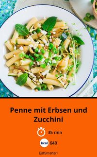 Penne mit Erbsen und Zucchini - smarter - Kalorien: 640 kcal - Zeit: 35 Min. | eatsmarter.de #pasta #feta