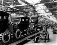The Ford Model T was the first mass produced car. Ford invented the assembly line which allowed him to sell over 15 Million automobiles.
