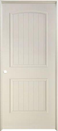 Mastercraft® 32" W x 80" H Primed 2-Panel Arch Plank Hollow Core Interior Door System - Right Inswing