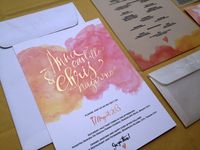 A Blushing Wedding Invite One of the first wedding invitation suites projects we had– the watercolor background, the...