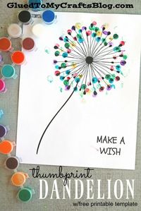 Thumbprint Dandelion Kid Craft w/free printable template