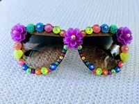 Neon iridescent hot color hippie festival burning man sunglasses black light UV fluorescent