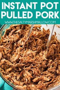 Instant Pot Pulled Pork is seasoned to perfection, and mouthwateringly tender! Make this easy and super flavorful pulled pork using a pork loin roast and have your family's new favorite instant pot pork recipe on the table in an hour! #pulledpork #instantpot #bbq