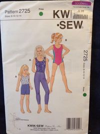 Kwik-Sew 2725 size 8,10,12,14 copyright 1988 Dancewear Swimwear