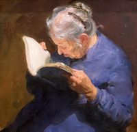 "Anciana leyendo". Boris Ivanovich Kopylov.
