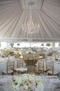 Beautiful wedding tent interior decor.