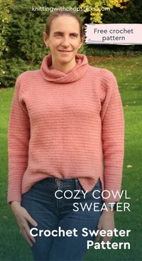 FREE Easy Crochet Sweater Pattern - Crochet Cowl Neck Sweater